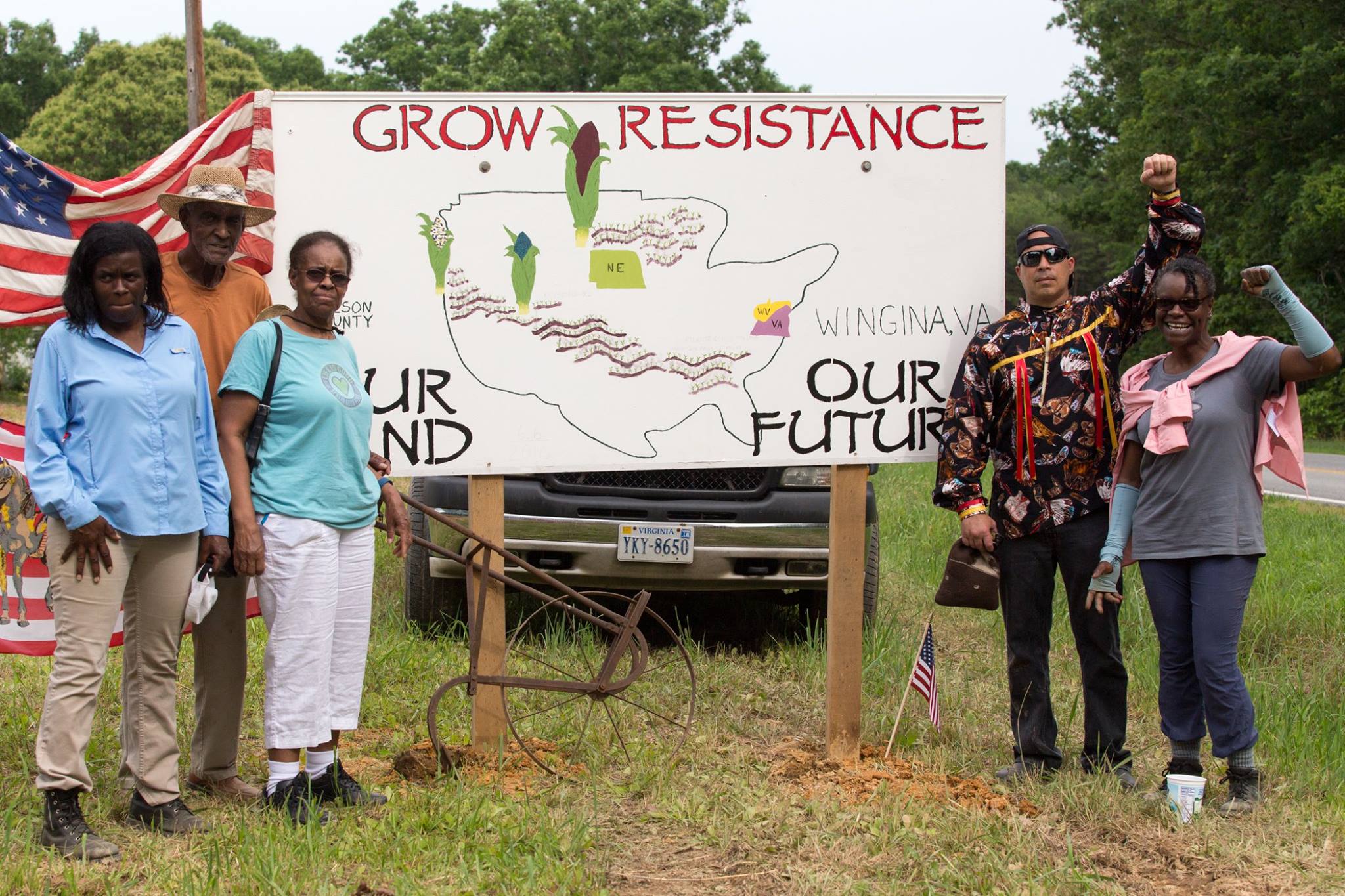 The Cowboy and Indian Alliance that formed to defeat Keystone XL joined the Bold Alliance and Oil Change International to plant "Seeds of Resistance" Ponca sacred corn on land in Virginia and W. Virginia that lies in the paths of the Atlantic Coast and Mountain Valley fracked gas pipelines in 2016. (Photo: Peter Aaslestad)