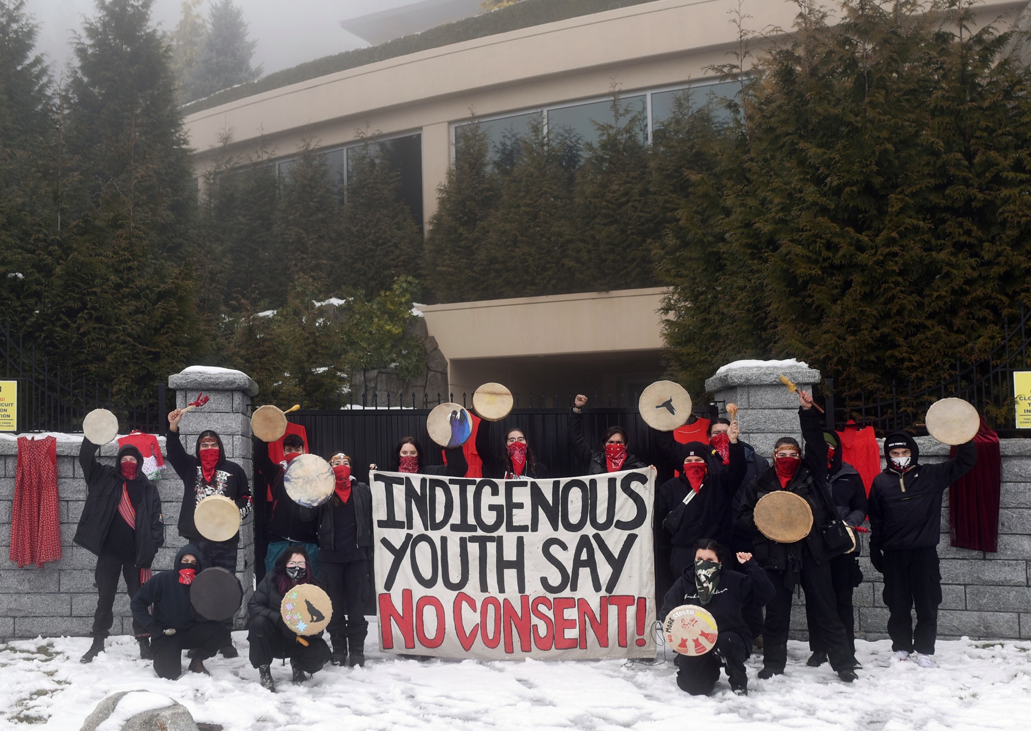 Indigenous Stop TMX protest, February 2021 (Photo: Braided Warriors)