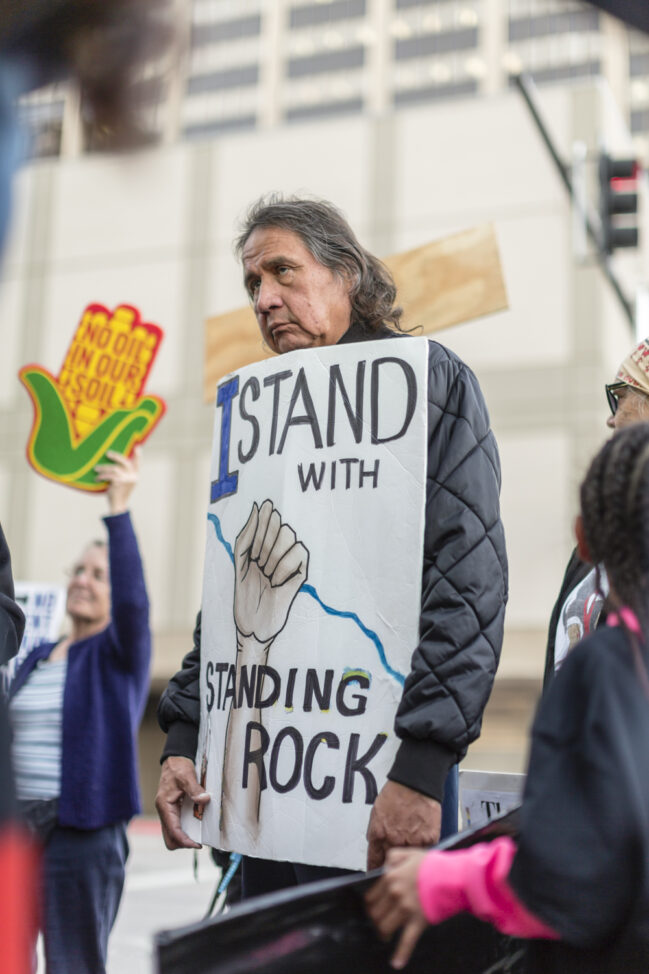 The late Indigenous activist and Water Protector Frank La Mere Nov. 11, 2016 NoDAPL Solidarity Rally at U.S. Army Corps of Engineers, Omaha, NE (Photo: Alex Matzke for Bold Nebraska)